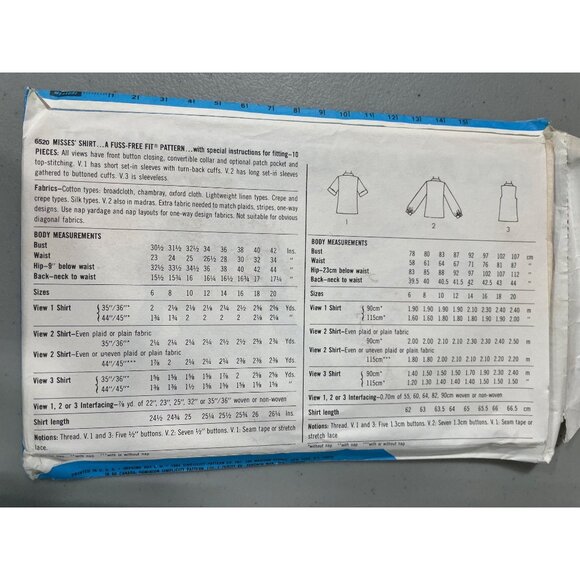 Leona Rocha 80s Simplicity Sewing Pattern 6520 Shirt Size 16 Fuss Free Fit - Picture 3 of 6
